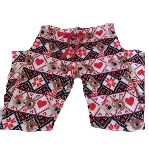 Rudolf Plush Red Black & White Pajama Bottoms